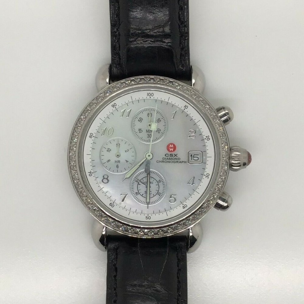 Michele CSX Chronograph Diamond Bezel Ladies Watch